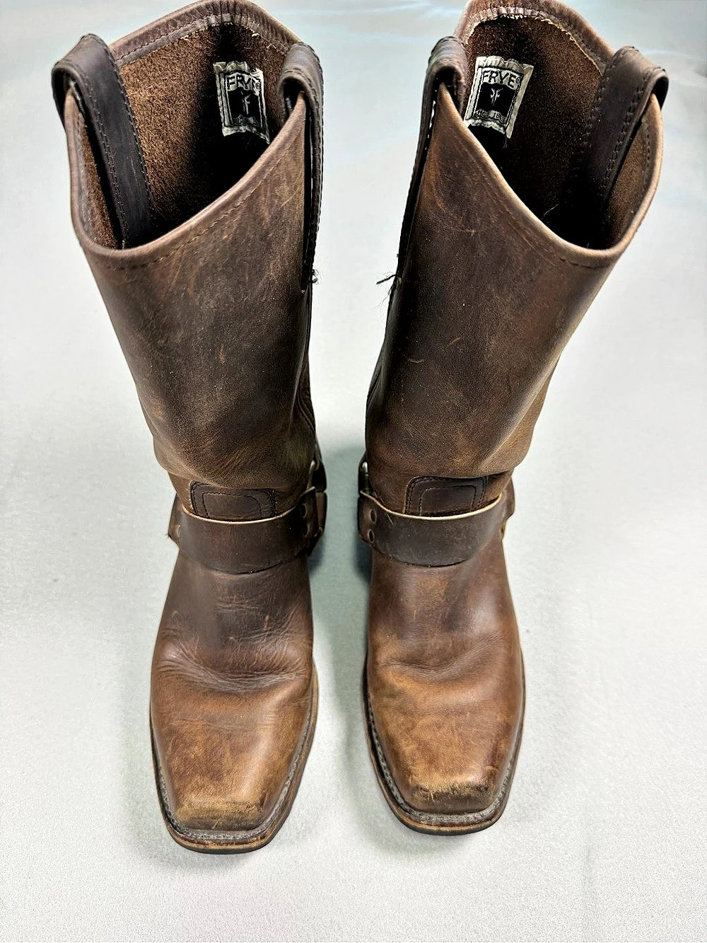Frye Harness 12R Leather Heeled Boots Brown US 8.5225